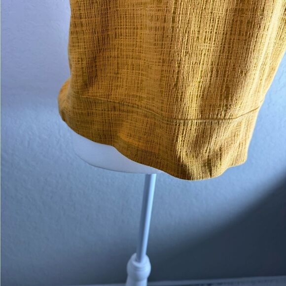 Madewell Mustard Yellow Crepe Square Neck Button Strap Tank Top - Picture 5 of 10